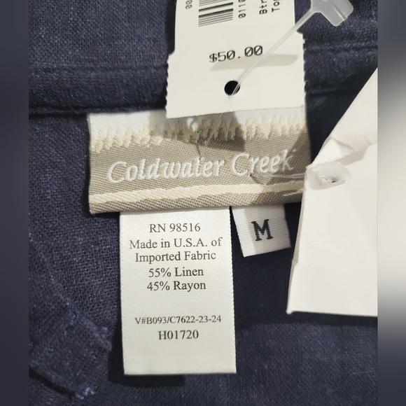 NEW Coldwater Creek Linen Button Front Garden Embroidered Top Tunic Size Medium - Picture 11 of 13